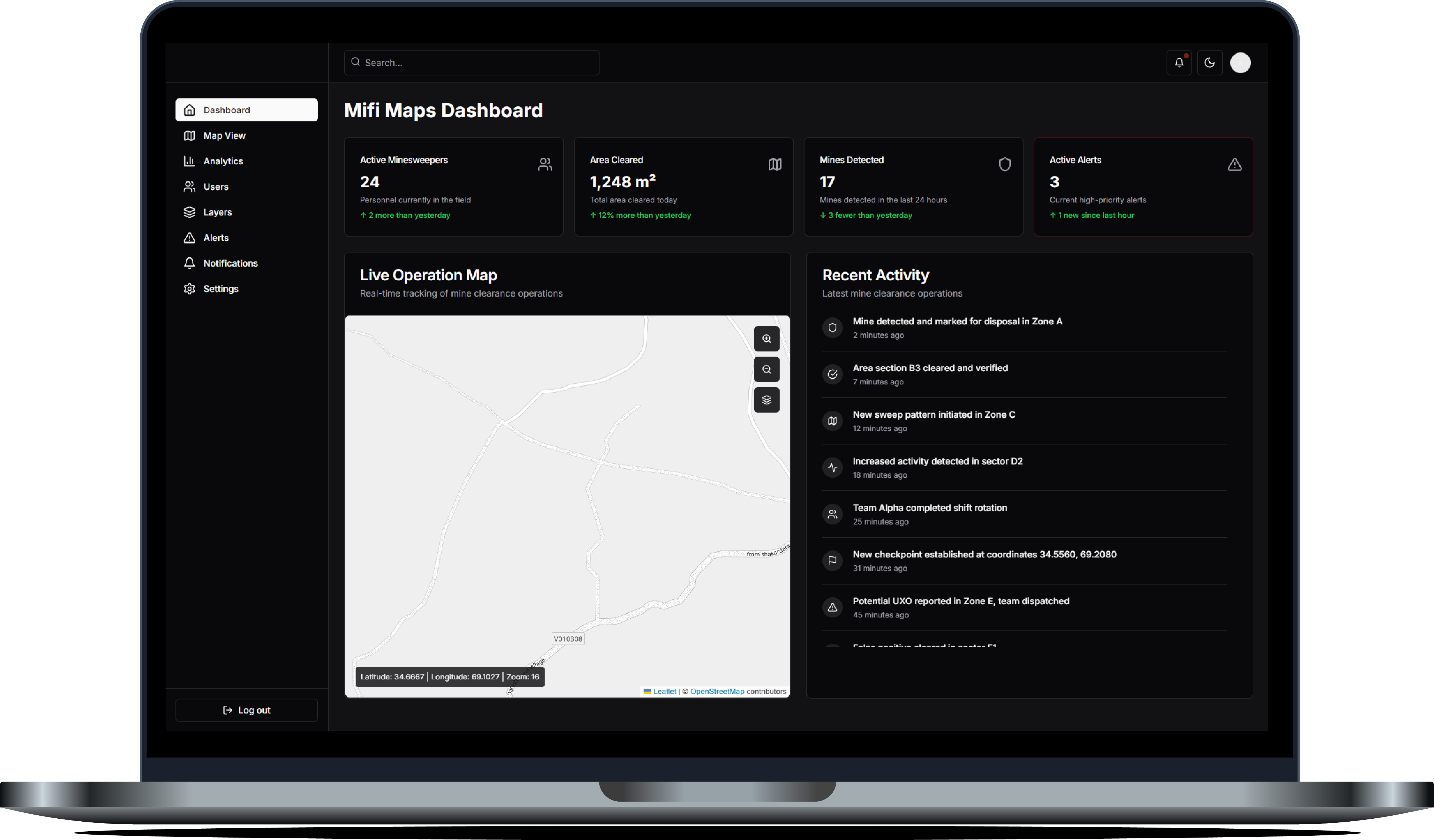MiFi Maps Dashboard